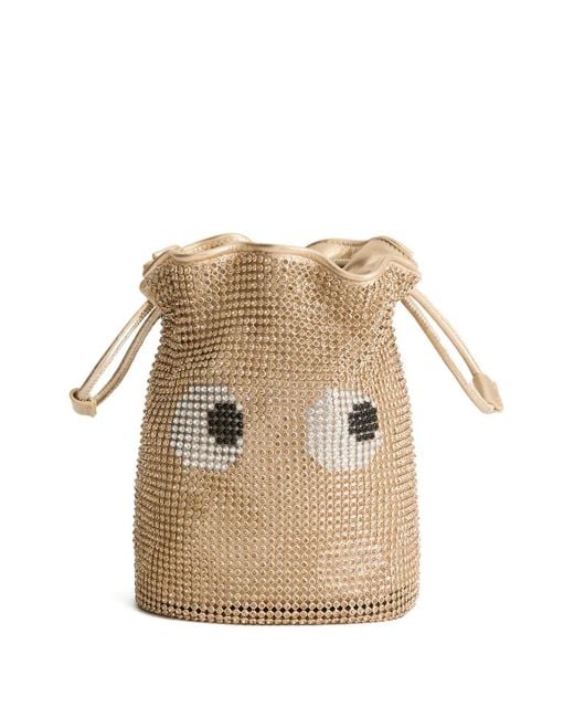 Anya Hindmarch Natural Eyes Drawstring Bucket Bag