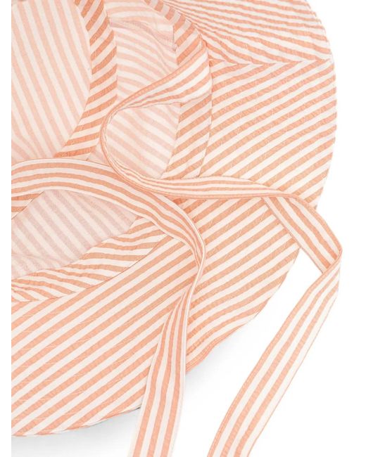 Lacoste Pink Bob En Seersucker À Rayures