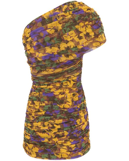 Vestido corto con estampado floral Saint Laurent de color Multicolor