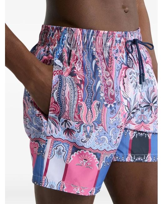 Etro Blue Short De Bain À Imprimé Cachemire for men