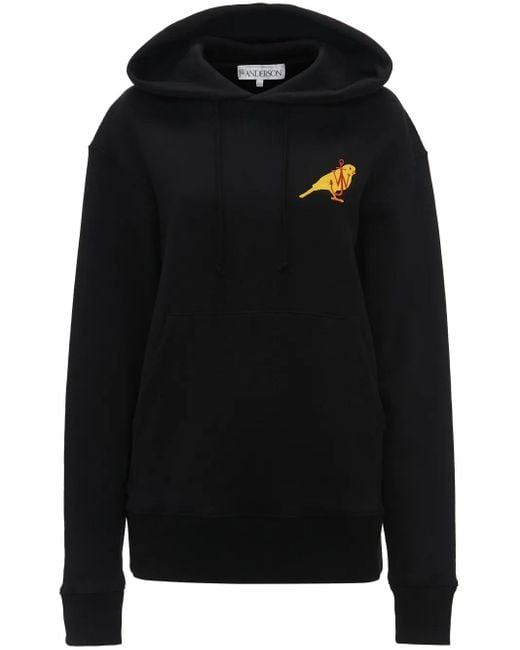 J.W. Anderson Black Logo-Embroidered Organic Cotton Hoodie