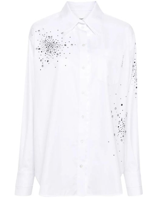 Des Phemmes White Crystal-Embellished Shirt