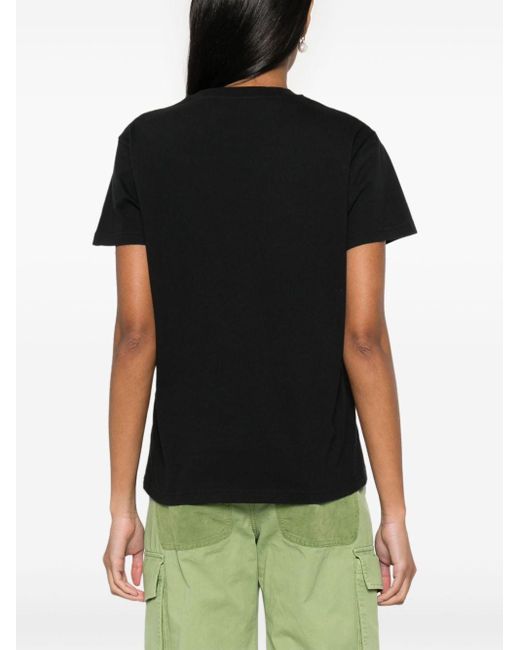 T-shirt en coton à logo brodé Chloé en coloris Black