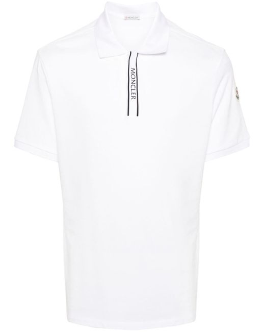 Polo con applicazione logo di Moncler in White da Uomo