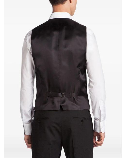 Dolce & Gabbana Black Virgin Wool Waistcoat for men