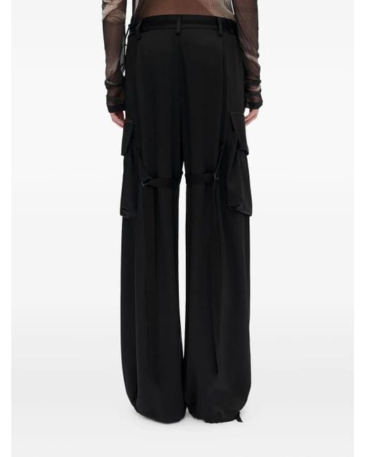 Ann Demeulemeester Black Cargo-Pocket Satin Pants