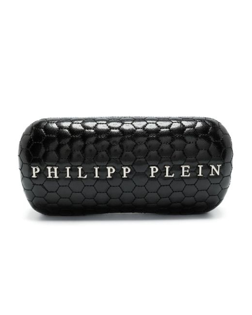 Philipp Plein Black Sonnenbrille mit geometrischem Gestell