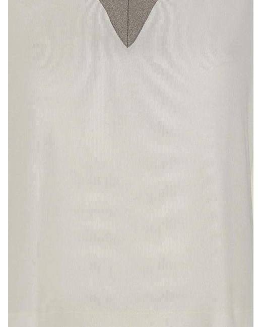 Gran Sasso Gray Micro-Ribbed V-Neck Sweater