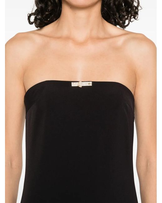 Elisabetta Franchi Black Jewel-Detail Crepe Maxi Dress