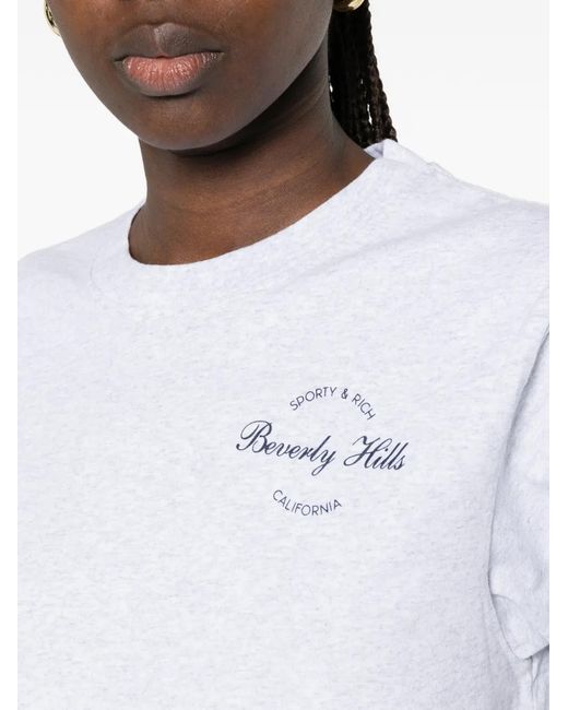 Sporty & Rich White Logo-Print T-Shirt