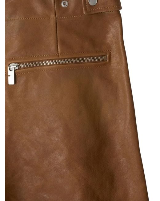 Burberry Brown Pleat-Detail Leather Trousers for men