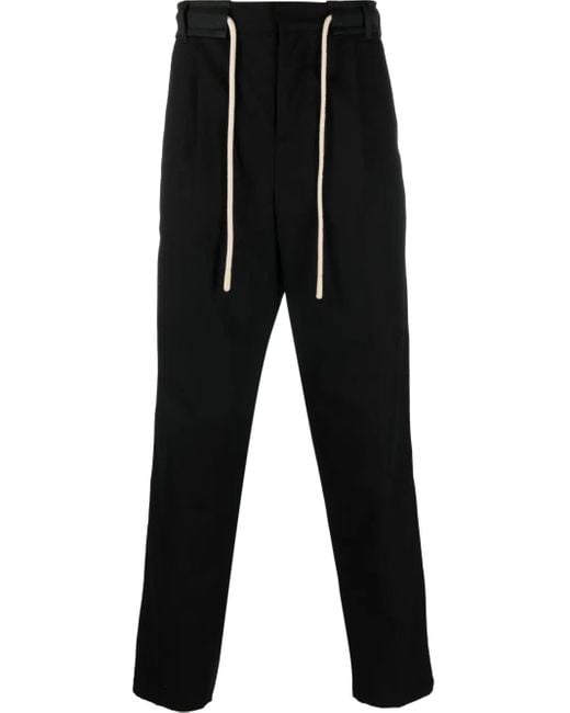 Palm Angels Black Side-Stripe Straight-Leg Trousers for men