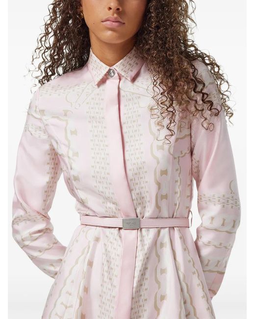 Versace Korte Jurk Met Print in het Pink