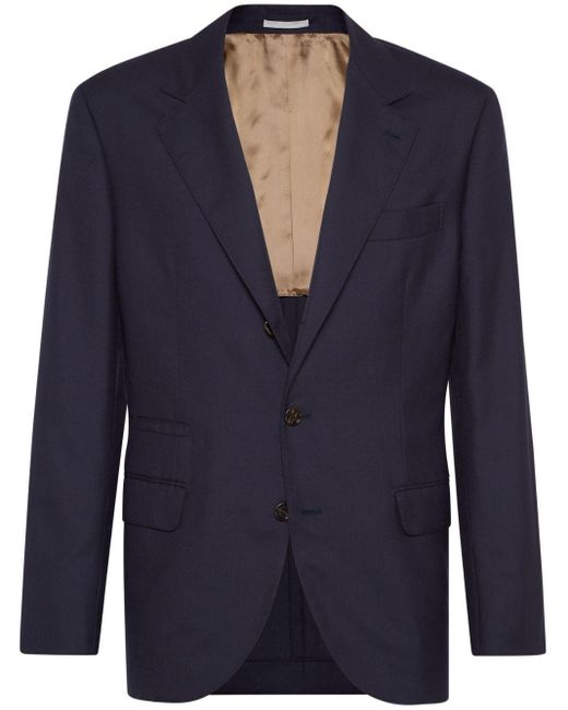 Brunello Cucinelli Blue Single-breasted Cashmere Blazer for men