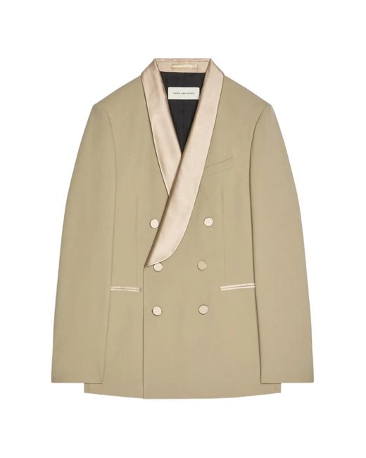 Dries Van Noten Natural Tuxedo Double-Breasted Blazer for men