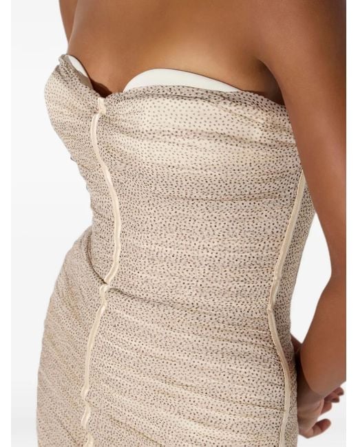Elisabetta Franchi Natural Polka-Dot Draped Silk Dress