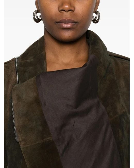 Rick Owens Brown Asymmetric Biker Jacket