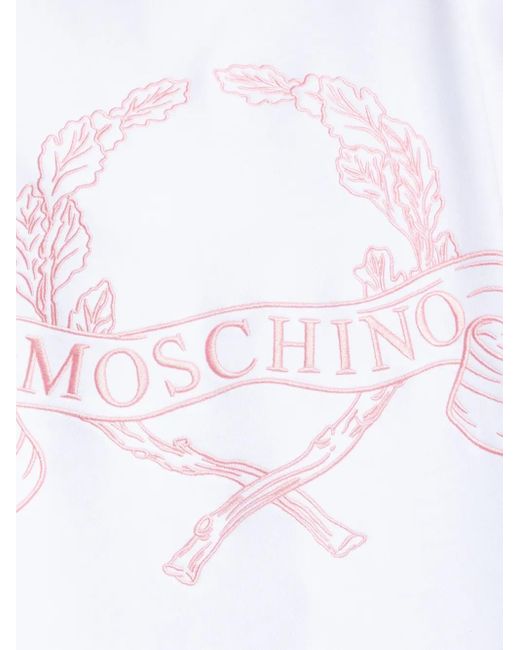 Moschino White Laurel Wreath Embroidered Sweatshirt