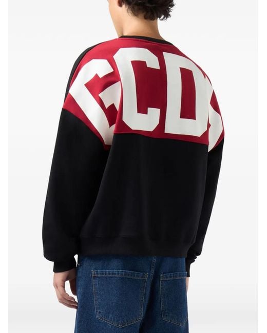 Gcds Black Logo-Print Panelled Sweatshirt for men