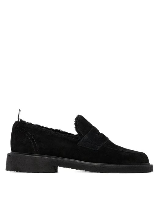 Suede penny loafers Thom Browne de hombre de color Black