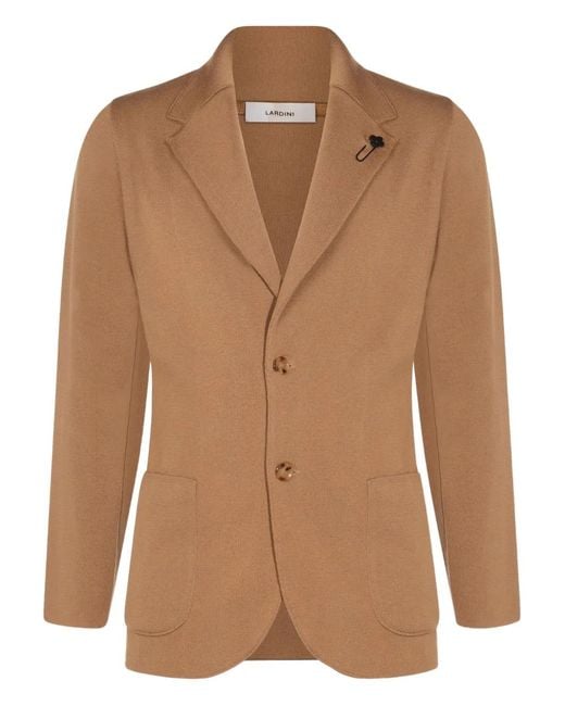 Lardini Brown Flower-Embellished Two-Buttons Blazer for men