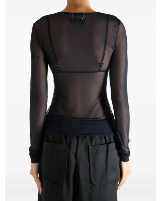 Jean Paul Gaultier Blue Sequin-Embellished Mesh Top