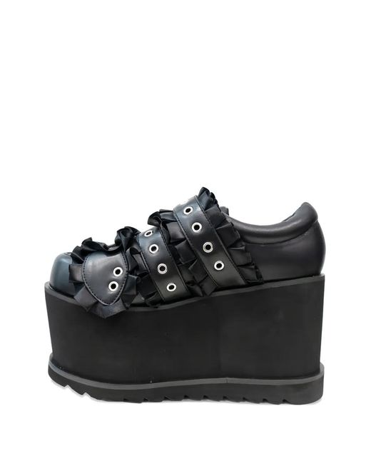 Altercore Black Lora Ruffled Platform Shoes