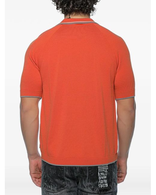 ARMANI EXCHANGE Red Zip-Fastening Knit Polo Shirt for men