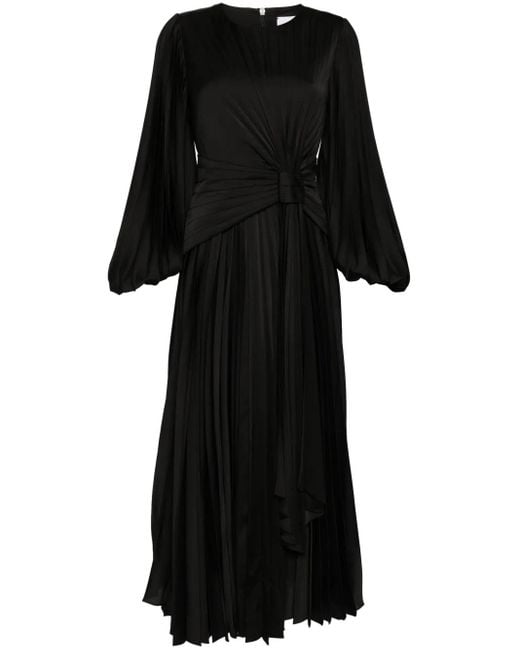 Acler Black Puff-Sleeves Satin Dress
