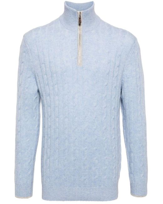 N.Peal Cashmere Blue Albemarle Cable-knit Cardigan for men