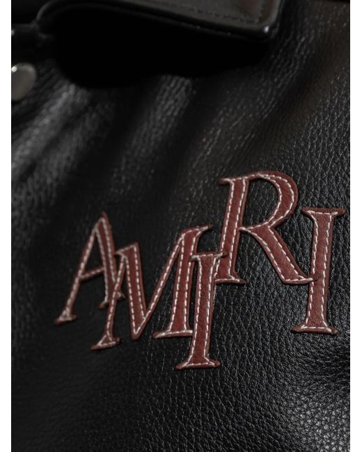 Amiri Black Logo-Patch Leather Jacket for men