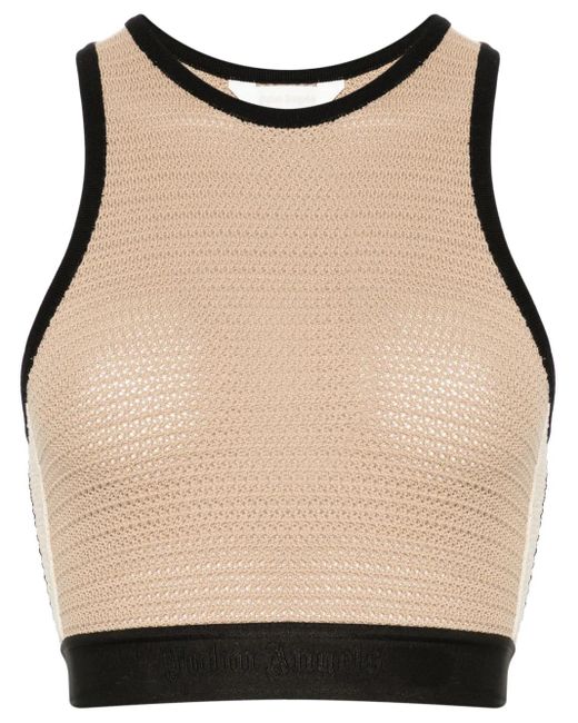 Palm Angels Natural Knitted Cropped Top