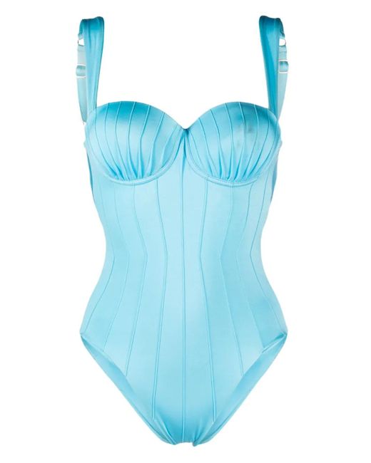 Noire Swimwear Blue Balconette-Style Swimsuit