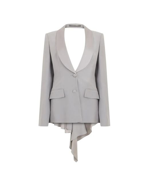 Alberta Ferretti Gray Asymmetric-Hem Blazer