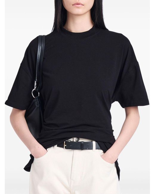 Proenza Schouler Black Mira T-Shirt mit tiefen Schultern