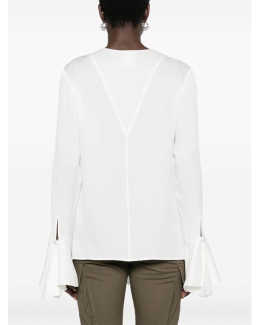 Givenchy White Silk Ruffled Blouse