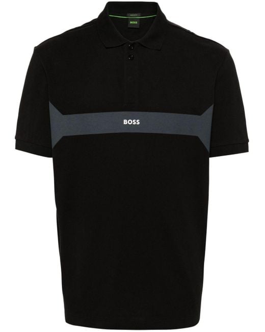 Polo à logo imprimé Boss pour homme en coloris Black