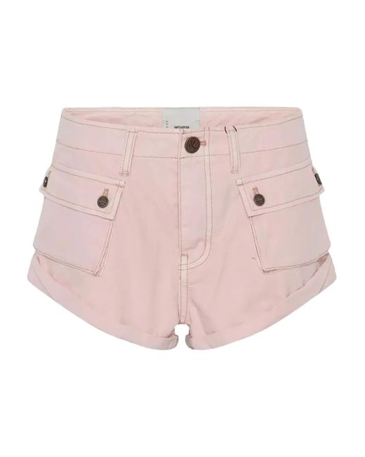 One Teaspoon Pink Cadet Bandits Pocket Mini Shorts