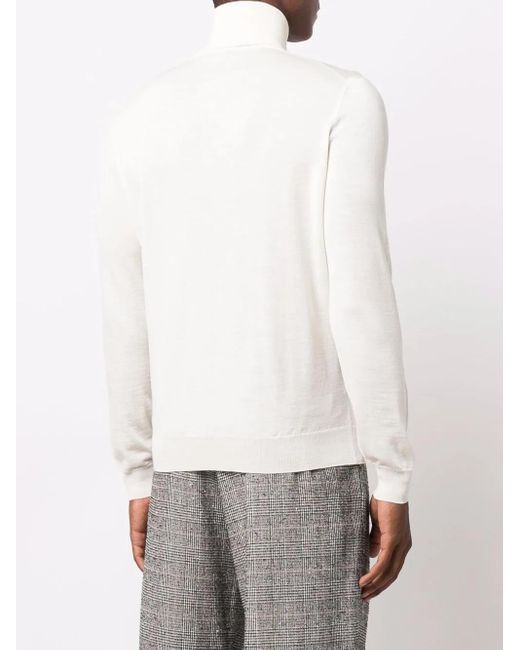 Dell'Oglio White Roll-Neck Merino Jumper for men