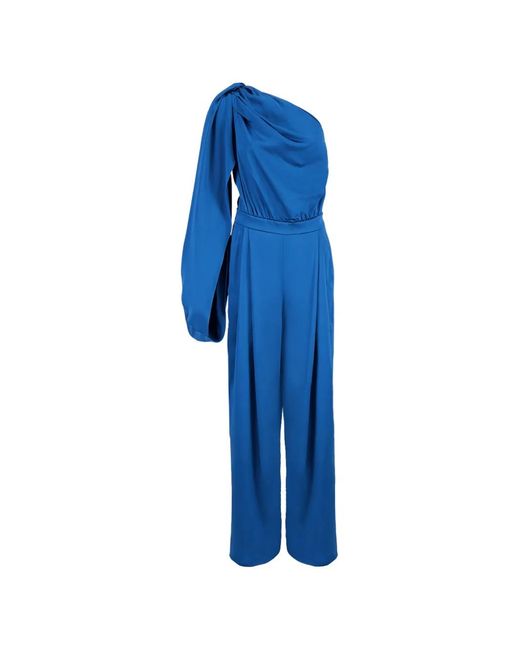 Stella McCartney Blue One-Shoulder Satin Jumpsuit