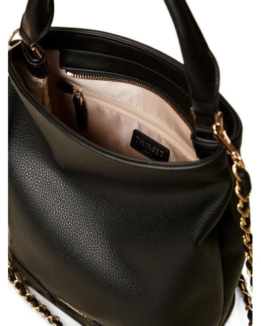 Twinset Black Bucket Bag With Logo