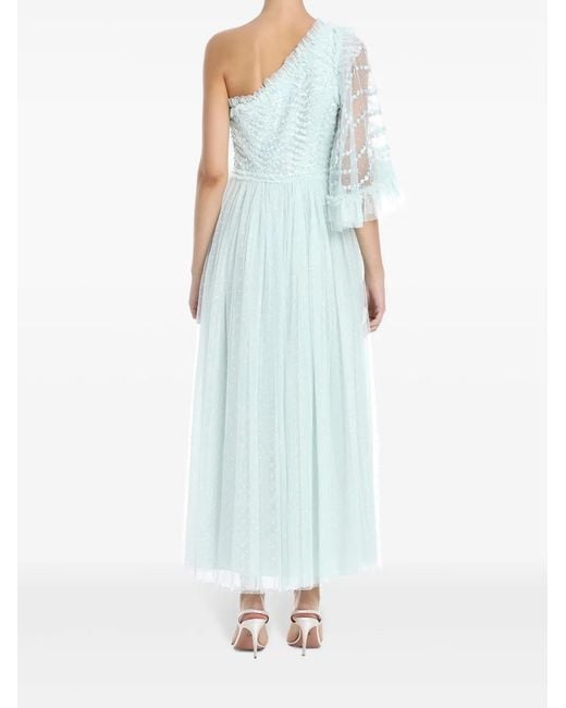 Needle & Thread Blue Sequin-Embellished One-Shoulder Dress