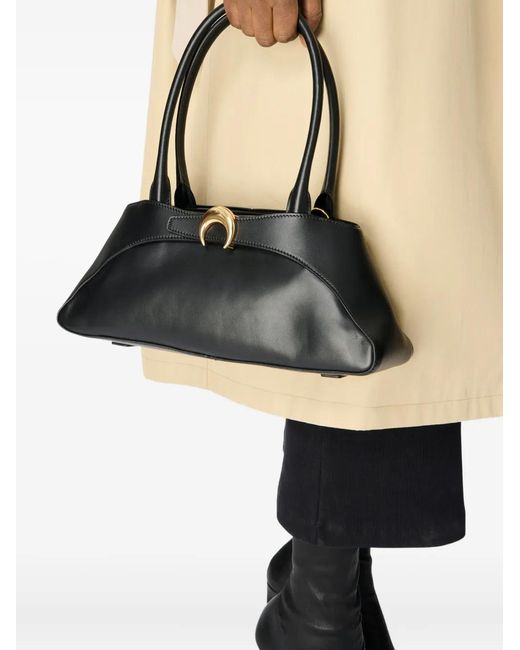 MARINE SERRE Black Medium Aurora Smooth-Leather Tote Bag