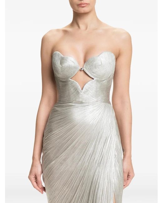 Maria Lucia Hohan White Amisha Cut-Out Pleated Maxi Dress
