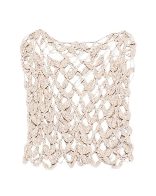 Antonelli White Crochet Knit Top