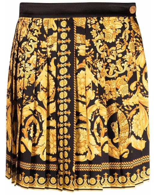 Versace Black High-Rise-Minirock Barocco Aus Seide