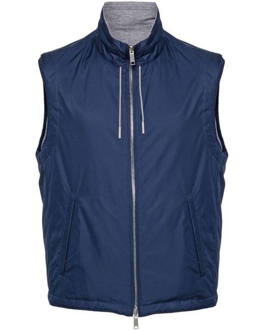 Zegna Blue Reversible Zip-up Vest for men