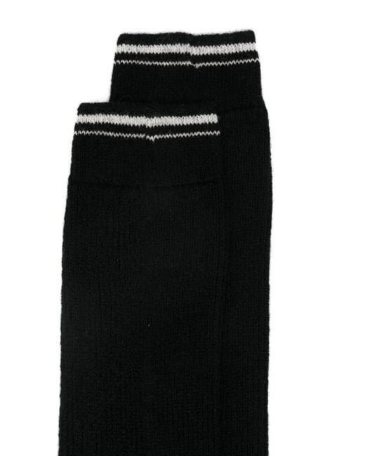 Eleventy Black Stripe-Detail Socks for men
