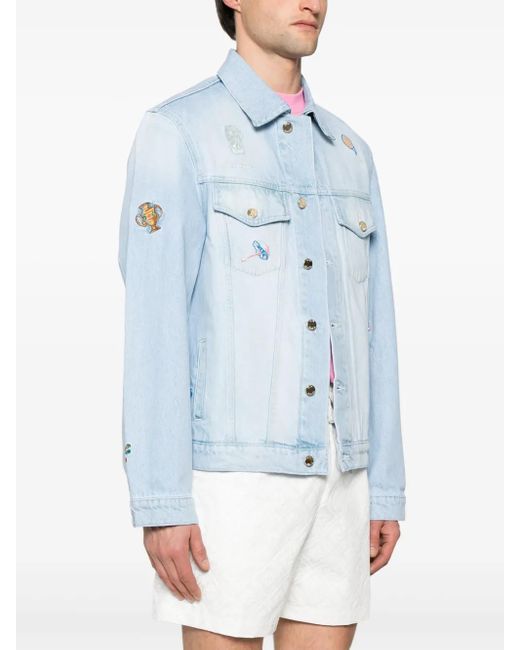 Casablanca Blue Embroidered Denim Jacket for men