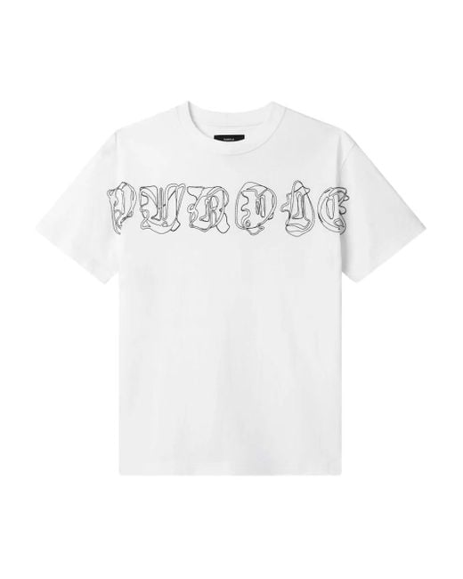Purple Brand White Graphic-Print T-Shirt for men